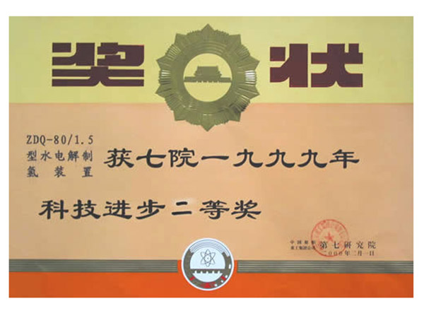 一九九九年科技进步二等奖