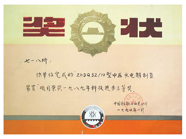 一九八九年科技进步三等奖